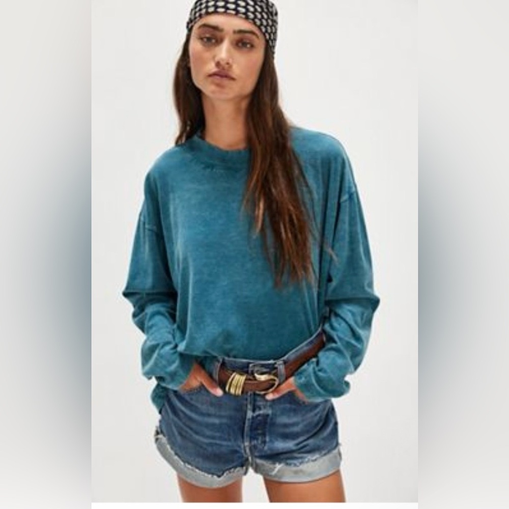 FREE PEOPLE We The Free Tate Tee Teal, S